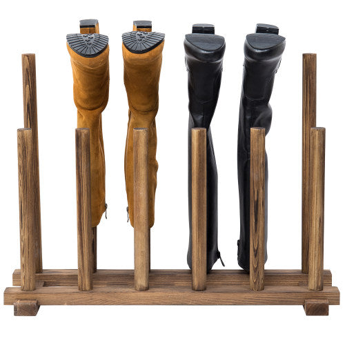 Dark Brown Wood Boot Rack, For 6 Pairs-MyGift