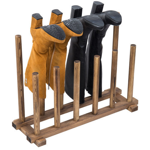 Dark Brown Wood Boot Rack, For 6 Pairs-MyGift