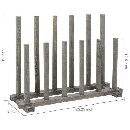 Dark Gray Wood Boot Storage Rack, For 6 Pairs-MyGift