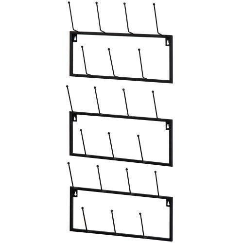 Black Metal Wall-Mounted Coffee Mug Rack, Set of 3 - MyGift