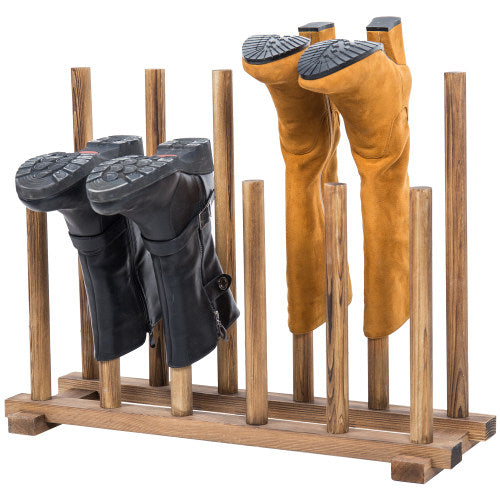 Dark Brown Wood Boot Rack, For 6 Pairs-MyGift