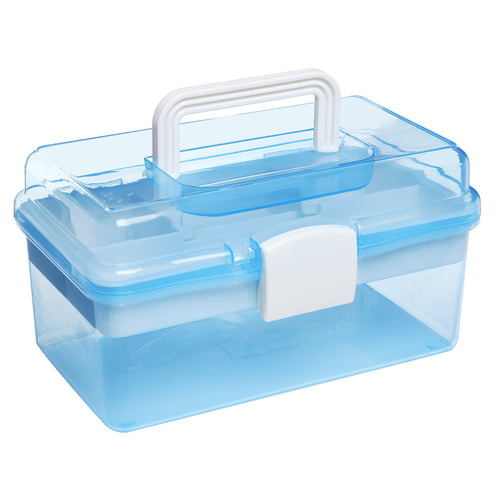 Clear Light Blue and White Plastic Multipurpose Box, Ideal for First Aid or Arts & Craft