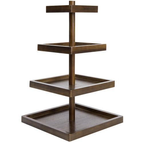 Dark Brown Bamboo Square Display Stand, 4-Tier - MyGift