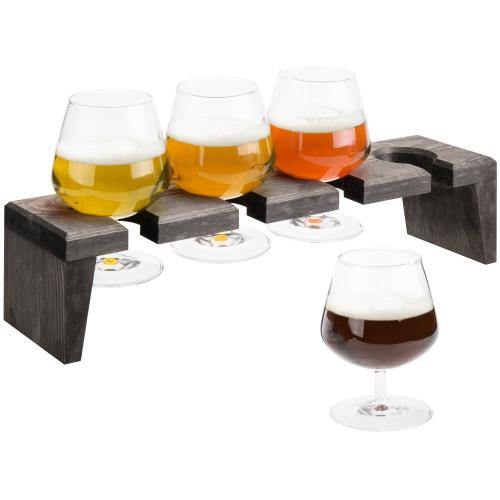 Industrial Pipe and Vintage Weathered Gray Wood Beer, Whiskey Flight S –  MyGift