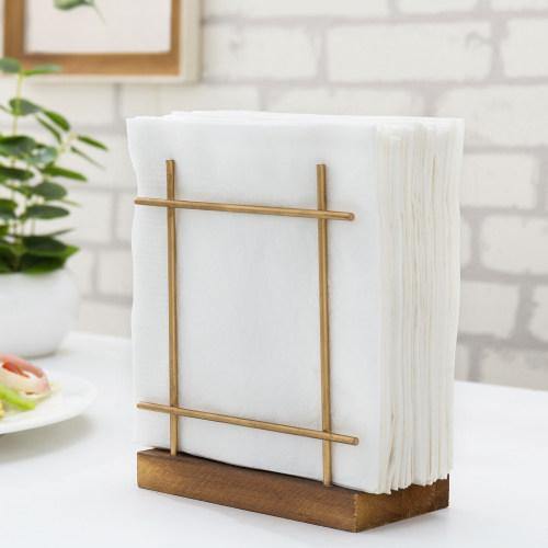 Rustic Dark Brown Wood Brass Metal Napkin Holder – MyGift