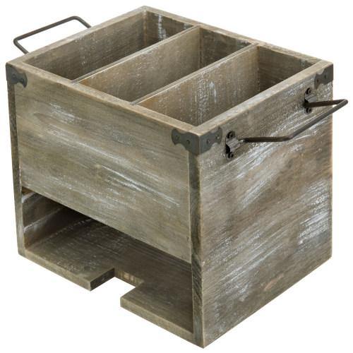 Rustic Distressed Barnwood Utensil & Napkin Caddy - MyGift