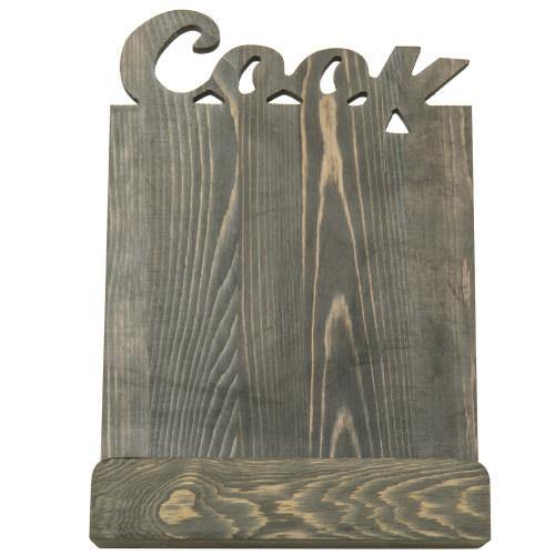 Gray Wood Cookbook & Tablet Holder w/ Cutout Letters - MyGift