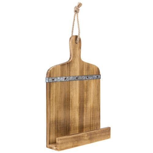 Cutting Board Shaped Burnt Wood and Galvanized Metal Cookbook Holder - MyGift