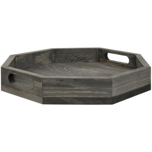 Vintage Gray Solid Wood Octagon Tray - MyGift