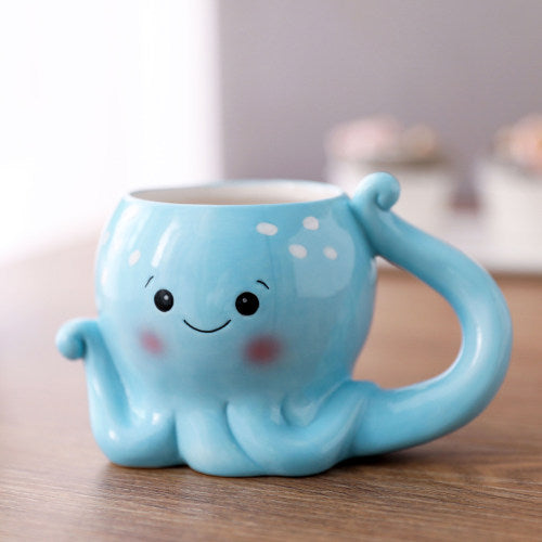 Blue Cartoon Octopus Ceramic Mug