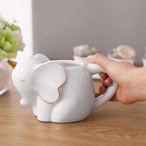 Magical White Elephant Unicorn Ceramic Mug-MyGift