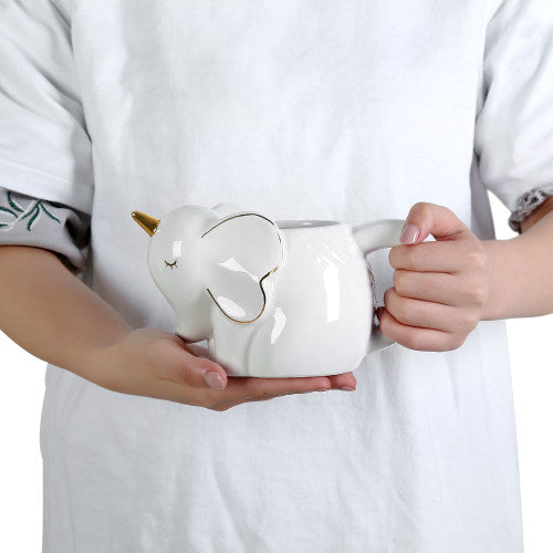 Magical White Elephant Unicorn Ceramic Mug-MyGift