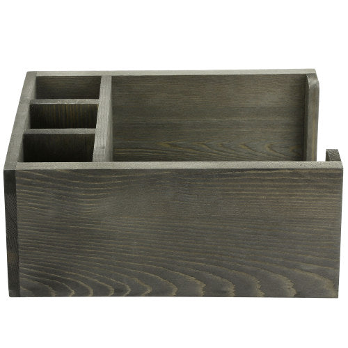 Vintage Gray Wood Napkin Rack w/ Dining Utensil Organizer-MyGift