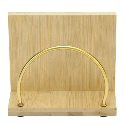Bamboo & Brass Tone Metal Arc Design Napkin Holder-MyGift