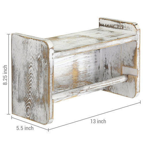 Shabby-Chic Whitewashed Wood Paper Towel Holder w/ Shelf-MyGift