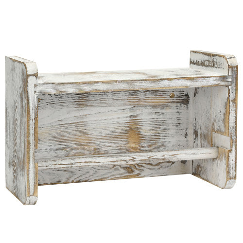 Shabby-Chic Whitewashed Wood Paper Towel Holder w/ Shelf-MyGift