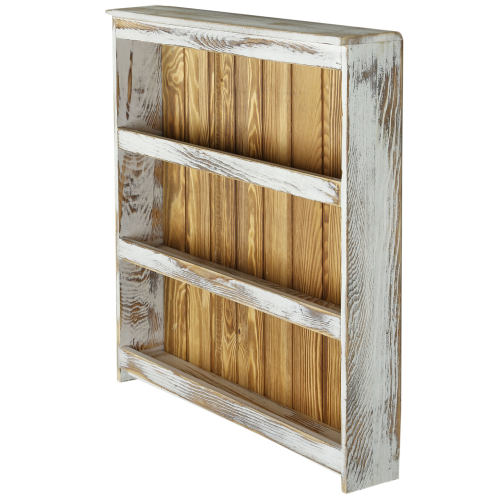 Farmhouse-Style White Washed & Brown Wood Spice Rack-MyGift