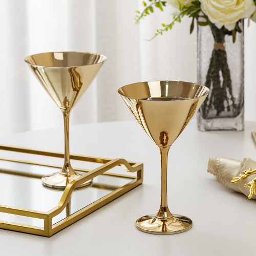 Set of 2, Martini Glasses, Metallic Gold Tone Cocktail Glass 8-ounces-MyGift