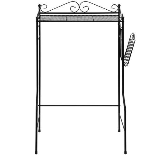 Metal Over-the-Toilet Shelf w/Magazine Basket, Black - MyGift
