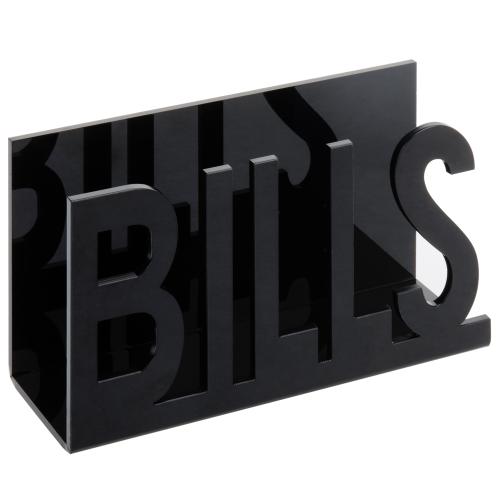 Black Acrylic Mail Sorter and Letter Holder, BILLS Cutout Design-MyGift