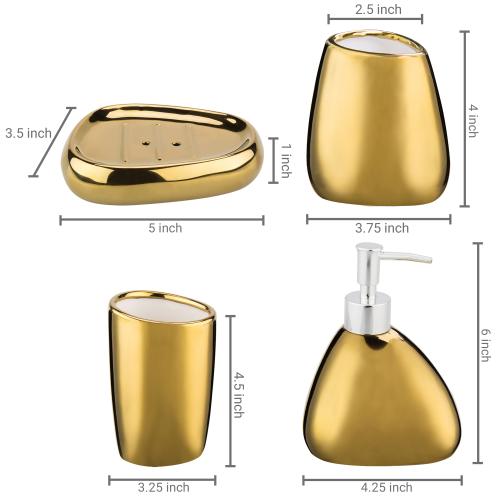 Modern Gold Ceramic Bathroom Accessory Set-MyGift