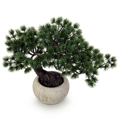Artificial Bonsai Tree w/ Round Gray Paper Pulp Planter-MyGift