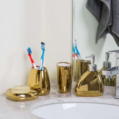 Modern Gold Ceramic Bathroom Accessory Set-MyGift