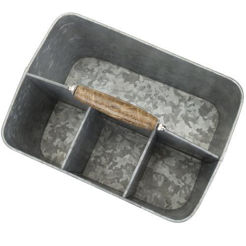 Rustic Galvanized Silver Metal Kitchen Organizer Caddy - MyGift