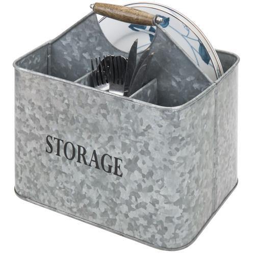 Rustic Galvanized Silver Metal Kitchen Organizer Caddy - MyGift