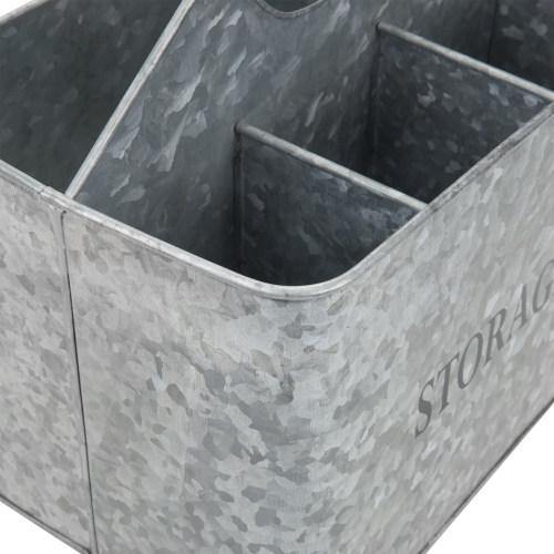 Rustic Galvanized Silver Metal Kitchen Organizer Caddy - MyGift