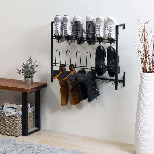 Wall Mounted Black Metal Wire 9-Pair Boot Shoe Rack – MyGift