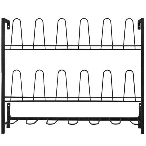 Wall Mounted Black Metal Wire 9-Pair Boot & Shoe Rack - MyGift