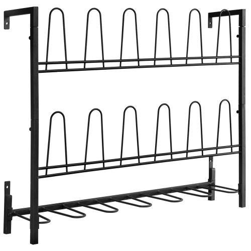 Wall Mounted Black Metal Wire 9-Pair Boot & Shoe Rack - MyGift