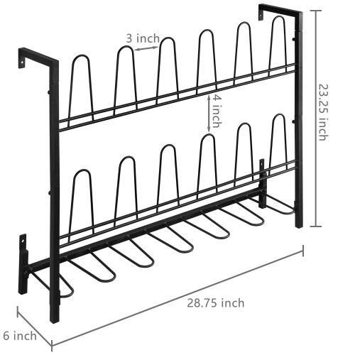 Wall Mounted Black Metal Wire 9-Pair Boot & Shoe Rack - MyGift