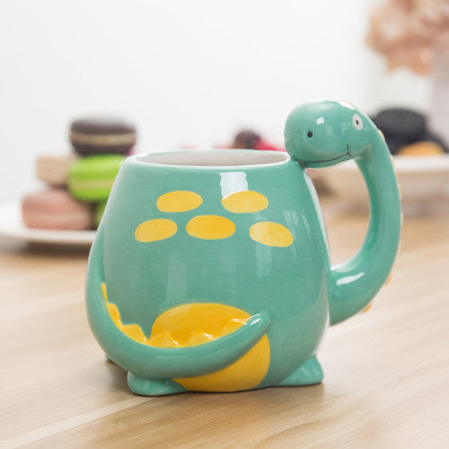Brontosaurus Dinosaur Ceramic Coffee Mug, Turquoise