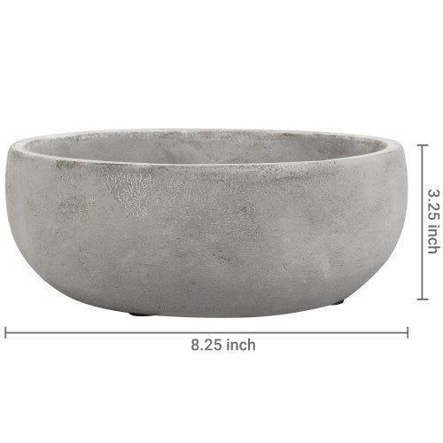 Minimalist Round Gray Cement Succulent Planter Bowl, 8 Inch Size-MyGift