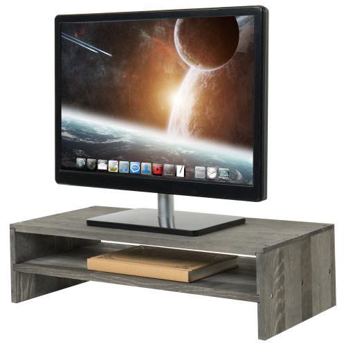 Rustic Barnwood Gray Wood Computer Monitor Stand - MyGift