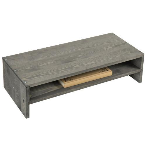 Rustic Barnwood Gray Wood Computer Monitor Stand - MyGift