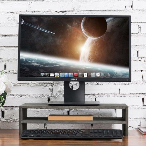 Rustic Barnwood Gray Wood Computer Monitor Stand - MyGift