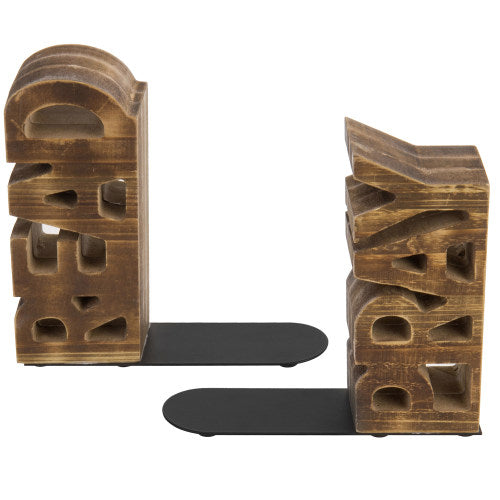 Burnt Brown Wood Read & Pray Bookends, Set of 2-MyGift