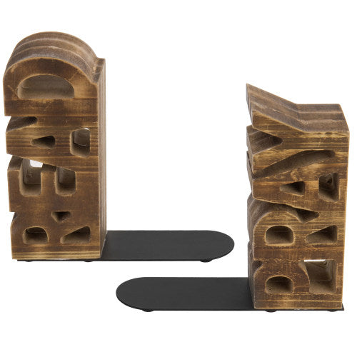 Burnt Brown Wood Read & Pray Bookends, Set of 2-MyGift