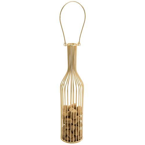 Decorative Brass Metal Wine Bottle Design Cork Basket - MyGift
