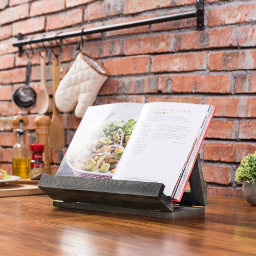 Vintage Gray Wood Folding Cookbook Stand-MyGift