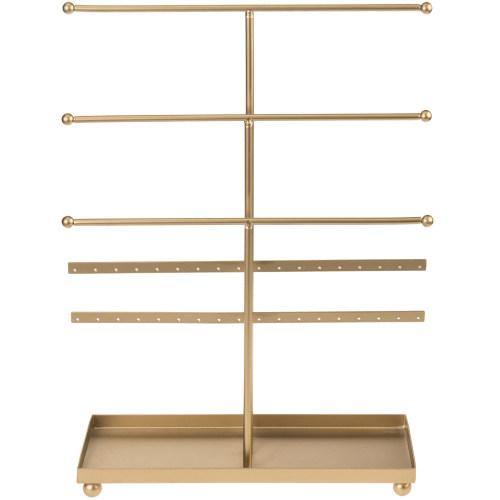 Metal Jewelry Organizer with Ring Tray, Gold - MyGift