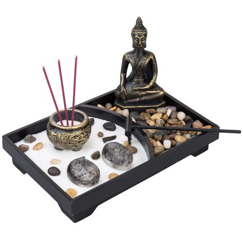 Buddha Statue Zen Garden w/ Incense Burner-MyGift