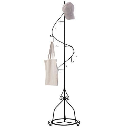 Elegant Black Metal 14 Hook Spiral Coat Hanger - MyGift