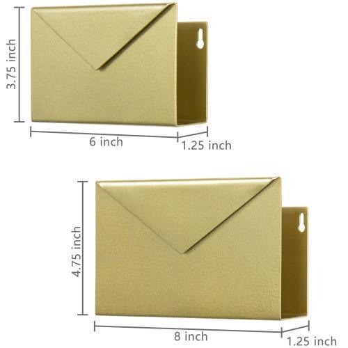 Wall-Mounted Brass Metal Mail Sorter with Envelope Design, Set of 2 - MyGift