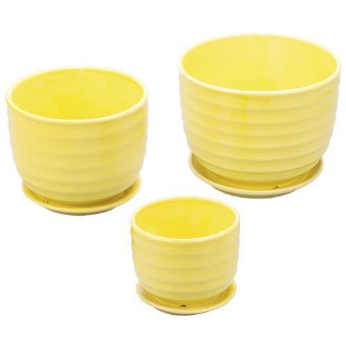 Yellow Ceramic Flower Pots, Set of 3 - MyGift