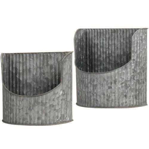 Rustic Silver Galvanized Metal Wall Mounted Planter, Set of 2 - MyGift