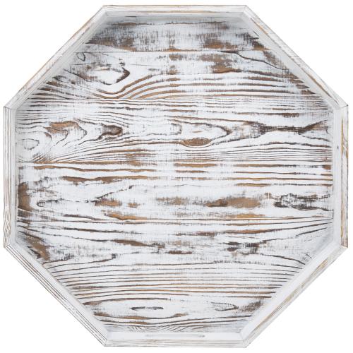 Whitewashed Wood Octagonal Serving Tray-MyGift